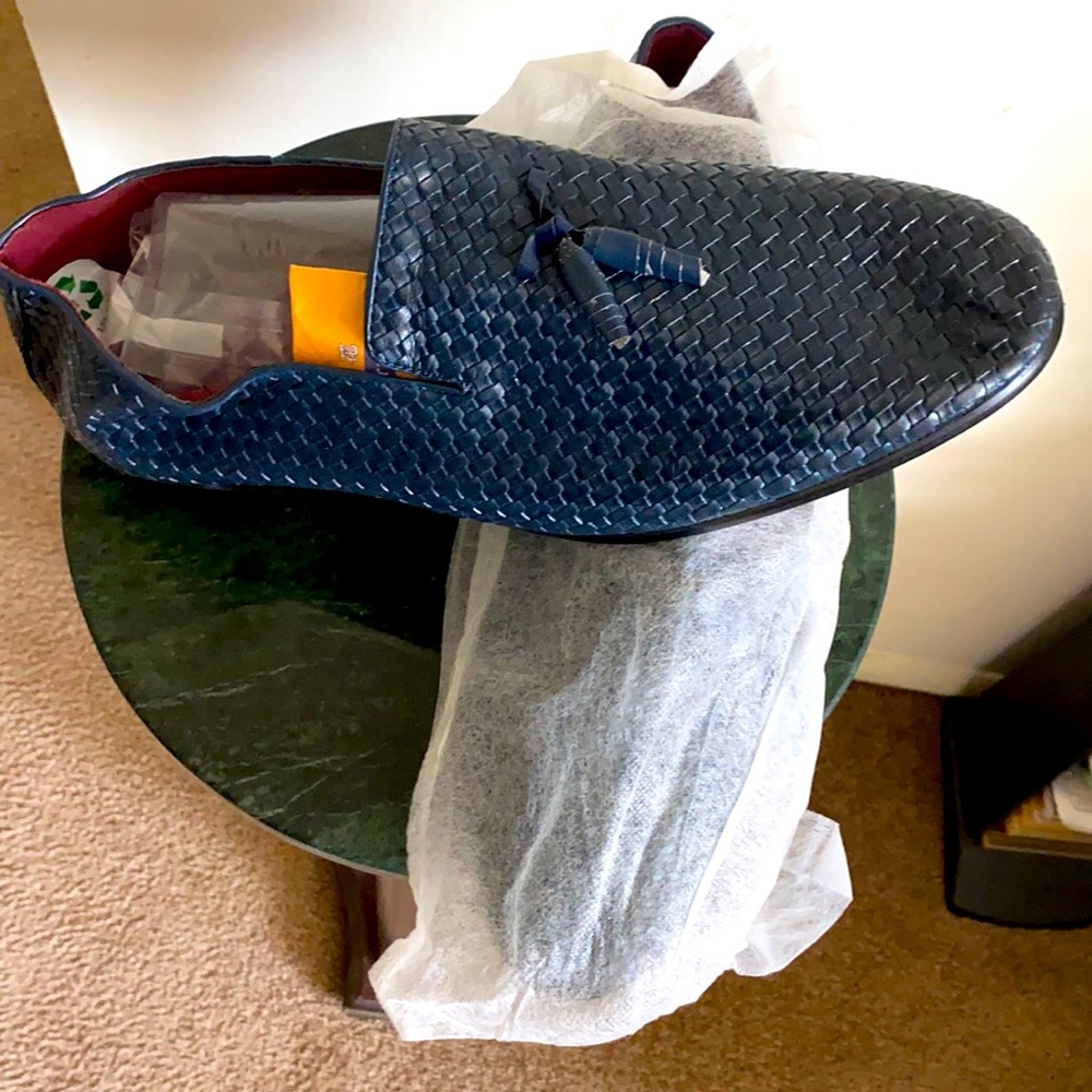 Blue man’s driving shoes